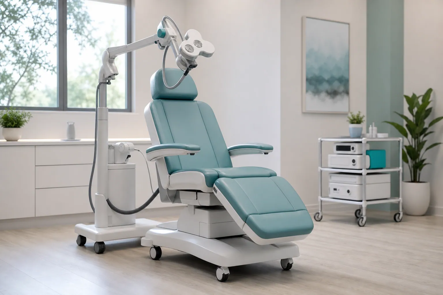 TMS therapy treatment room with a comfortable chair and clinical equipment